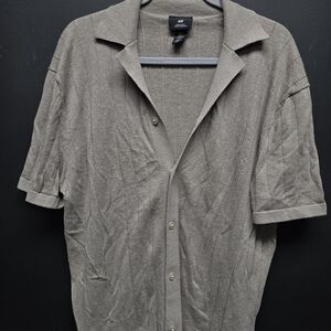 Men's Taupe H&M Button Up Short Sleeve Cardigan